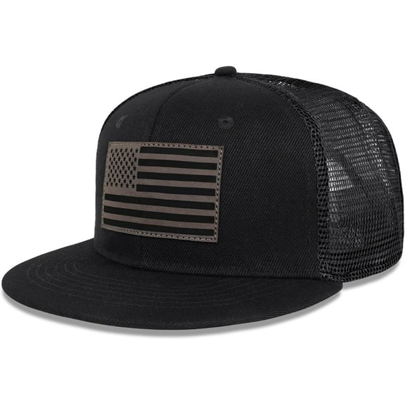 American Flag Snapback Hats - Flat Bill Brim Hat for Men Women - Breathable & Adjustable Fit for Casual Wear