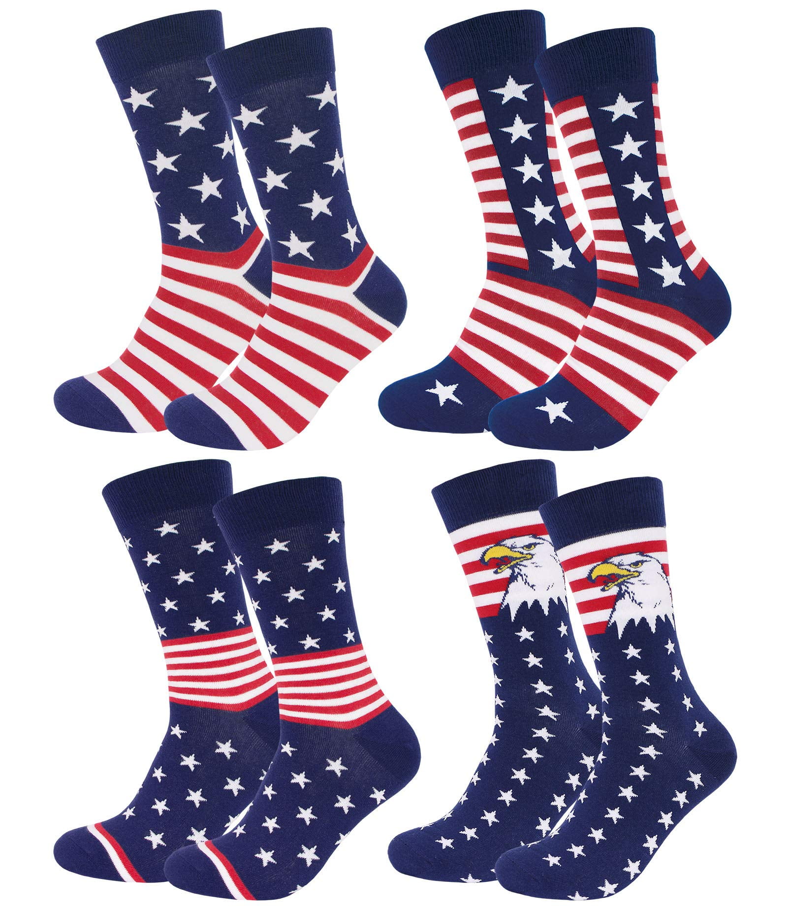 American Flag Socks Men's Patriotic USA Stars Stripes Cotton Novelty Socks Casual Crew Socks