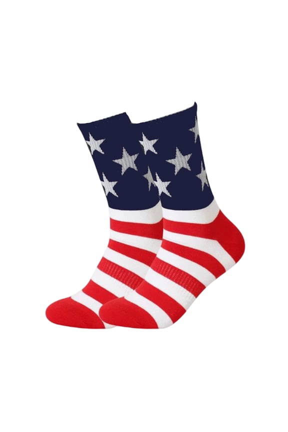 American Flag Socks Patriotic Socks Stars Stripes Crew Socks for Men Women Red White Blue Independence Day Holiday Socks Breathable Comfort Fit Non-Slip Cuff All-Day Wear USA Theme Casual Sports Use