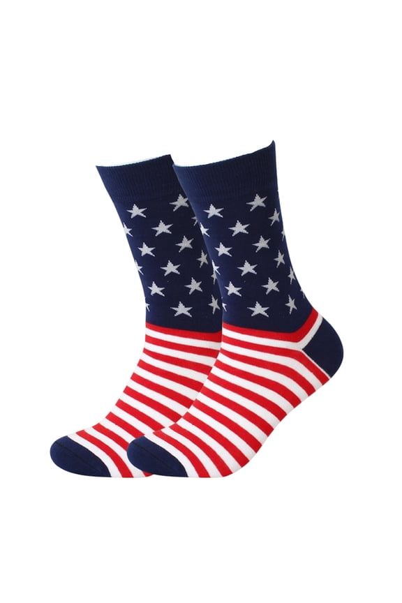 American Flag Socks for Men or Women USA Patriotic for Groomsmen and Wedding Funny Fun Novelty High Socks Blue One Size
