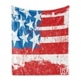 thumbnail image 1 of American Flag Soft Flannel Fleece Blanket, Culture Flag Solidarity of USA Stars Inspiration Retro Royalty Vintage Art, Cozy Plush for Indoor and Outdoor Use, 50" x 70", Coral White, by Ambesonne, 1 of 6