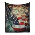 thumbnail image 1 of American Flag Soft Flannel Fleece Throw Blanket, Composite Photo of States with Fireworks on Background 4th of July Print, Cozy Plush for Indoor and Outdoor Use, 60" x 80", Multicolor, by Ambesonne, 1 of 6