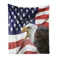 thumbnail image 1 of American Flag Soft Flannel Fleece Throw Blanket, Eagle on Foreground Banner Pride History Solidarity Martial Identity, Cozy Plush for Indoor and Outdoor Use, 70" x 90", Multicolor, by Ambesonne, 1 of 5