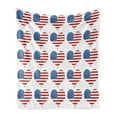 thumbnail image 1 of American Flag Soft Flannel Fleece Throw Blanket, Heart with Flag Patriot Pattern Modern American Day Graphic Print, Cozy Plush for Indoor and Outdoor Use, 70" x 90", White Red, by Ambesonne, 1 of 5