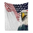 thumbnail image 1 of American Flag Soft Flannel Fleece Throw Blanket, USA Eagle Grunge Effect 4th of July Usa Country Independence Image, Cozy Plush for Indoor and Outdoor Use, 60" x 80", Multicolor, by Ambesonne, 1 of 6
