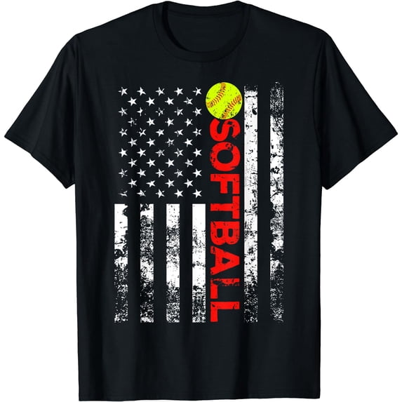 American Flag Softball Team Gift T-Shirt