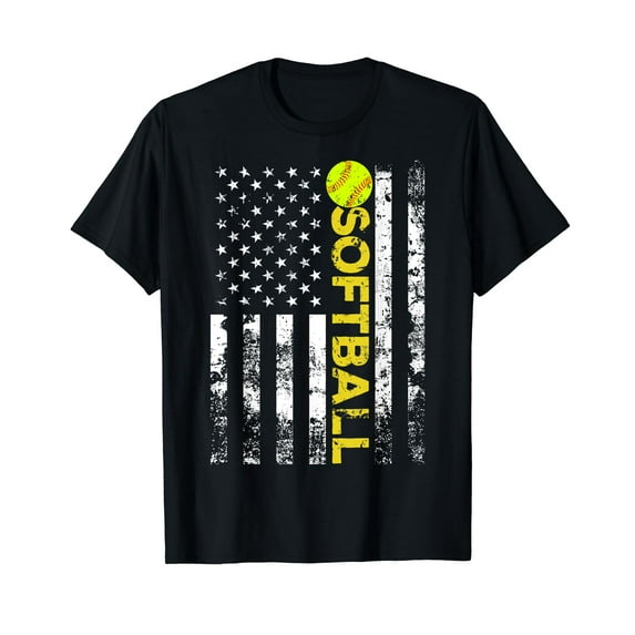 American Flag Softball Team Gift T-Shirt