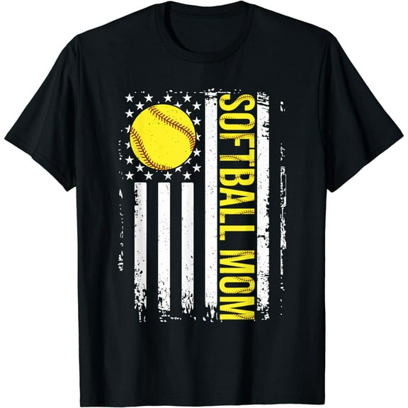 American Flag Softball Team Softball Mom Mothers Day Women T-Shirt