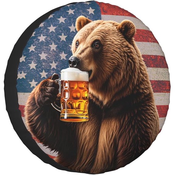 American Flag Spare Tire Cover Wheel Protector Weatherproof Wheel Cover Universal Decorative Accessories for Camper RV SUV Travel Trailer 14"