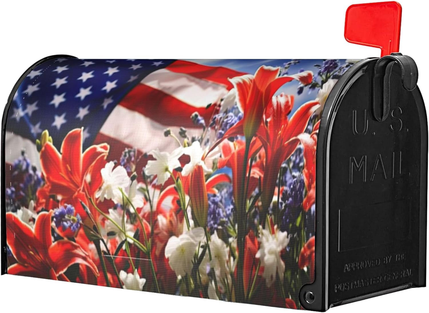American Flag with Spring Flowers Mailbox Covers Magnetic Standard Size ...