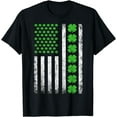 thumbnail image 1 of American Flag St Patricks Day T Shirt Vintage Irish Lucky T-Shirt, 1 of 4