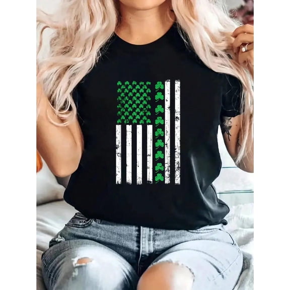 American Flag St Patricks Day T-Shirt Vintage Irish Lucky T-Shirt
