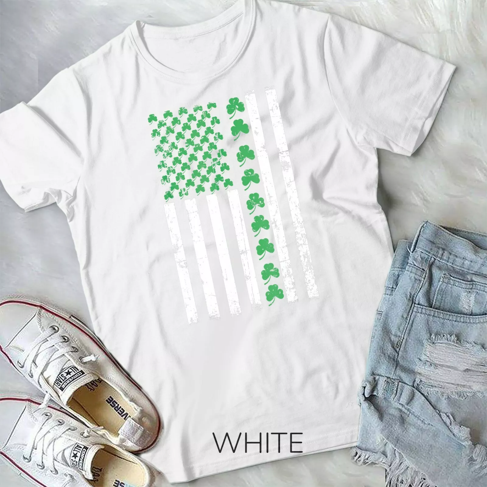 American Flag St Patricks Day T Shirt Vintage Irish Lucky Unisex T