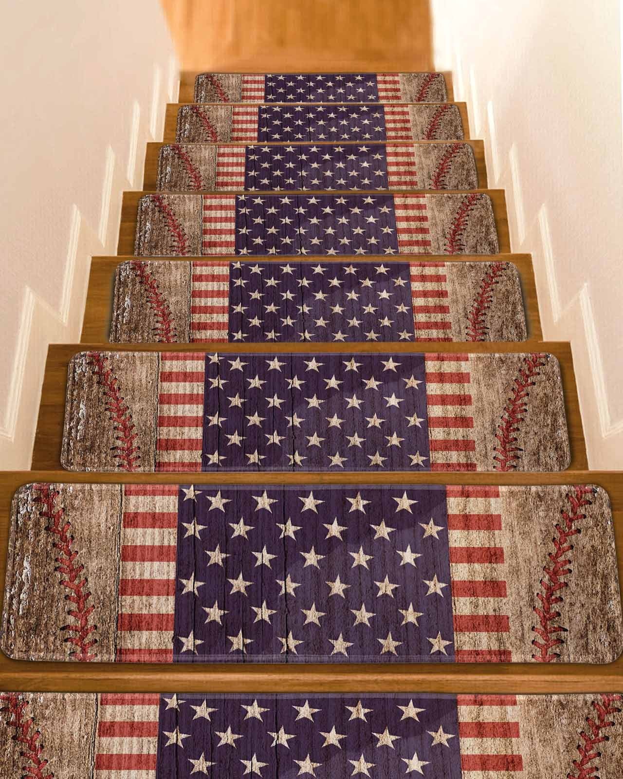 American Flag Stair Treads Non Slip for Steps Independence Day Star ...