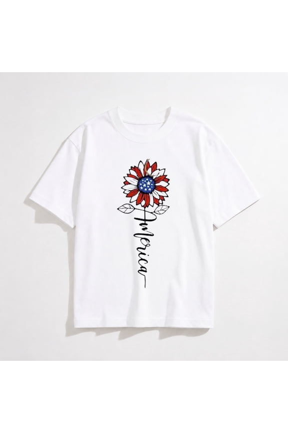 American Flag Star Baseball Casual USA Stripes Casual Summer Vacation Funny Print Letter