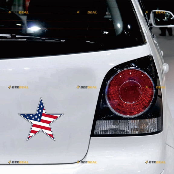 American Flag Star Car Magnet Pentagon Shape Magnetic Sticker Decal - 2 Pack Reflective 4" - for Truck Door Fridge Reusable Waterproof