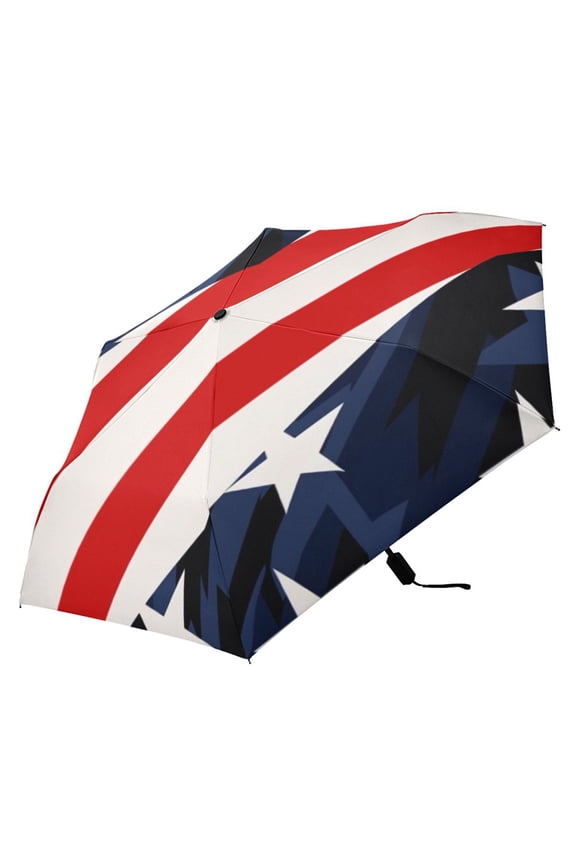 American Flag Star Compact Folding Umbrella for Rain Windproof Travel Umbrella UPF 50+ Lightweight Packable Arc Size