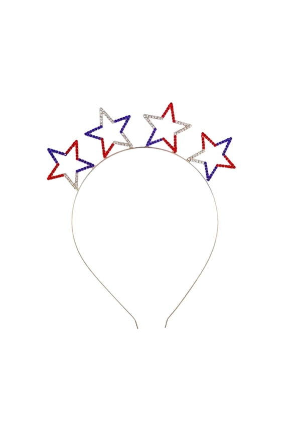 American Flag Star Headband, Patriotic Hair Accessory with Alloy Water Drill Star Letter, 4Th of July Independence Day Hairband for Women, A Headband