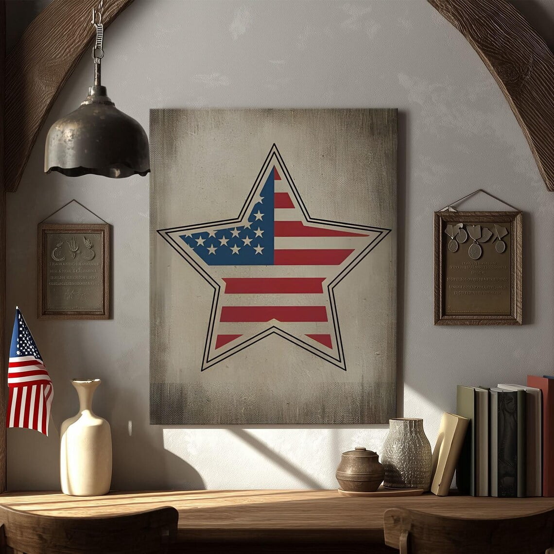 American Flag Star Rustic Poster Art Print for Wall Decor - Walmart.com