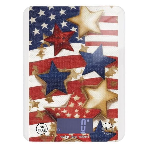 American Flag Stars Food Scale Digital Kitchen Scale Waterproof Tempered Glass Tare Function 11 lb for Baking Cooking Meal Prep