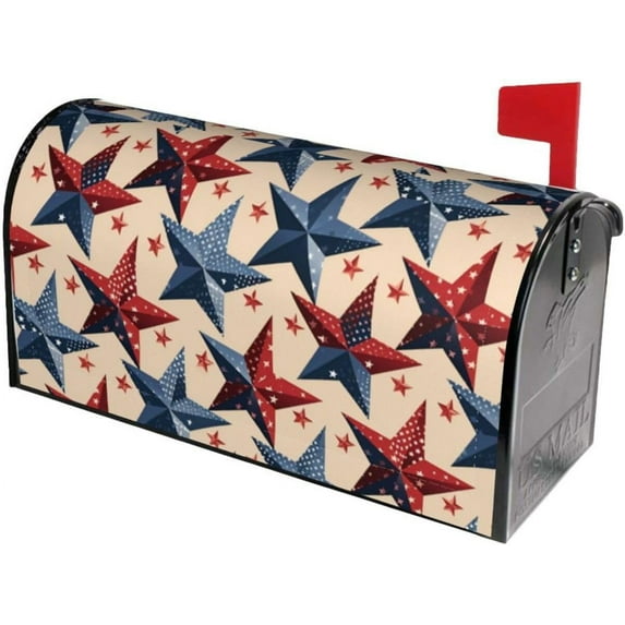 American Flag Stars Mailbox Covers, Magnetic Post Box Cover Wraps Standard Size 21x18 in for Garden Yard Decor