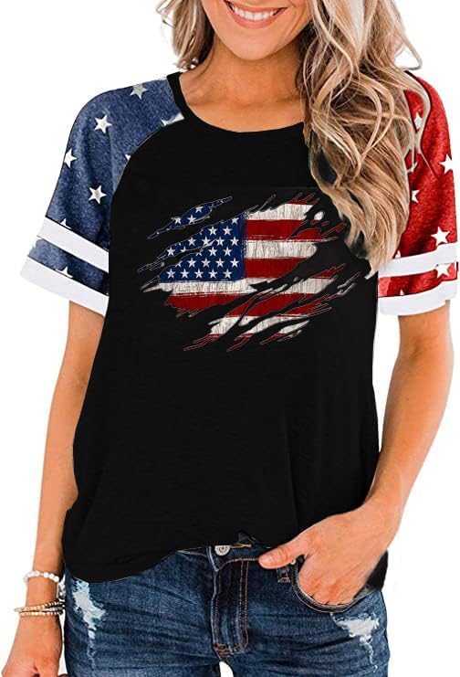 Women's American Flag & Paw Print Tank Top - 4th Of July Patriotic Sleeveless Tee (Large, Blue) - View #3