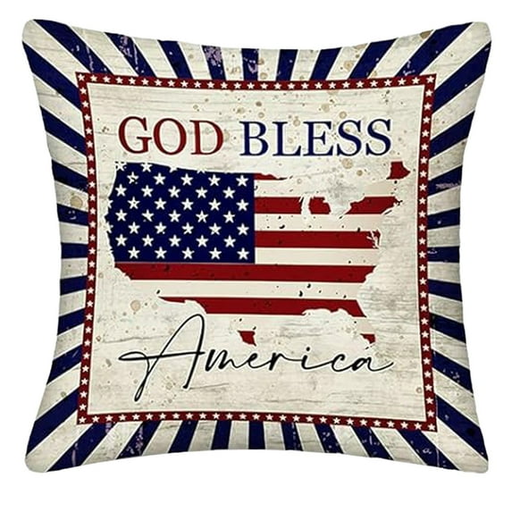 American Flag Stars and Stripes Pillow Covers, 18 x 18 Inch 4th of July Patriotic Independence Memorial Day USA Flag Cushion Case for Sofa Couch