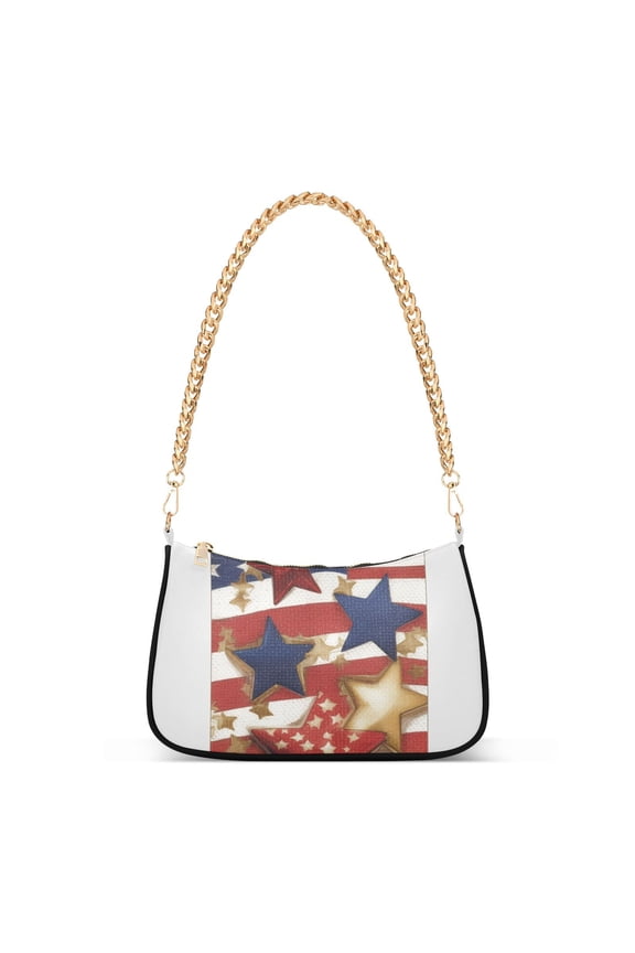 American Flag StarsWomen Small Shoulder Bag Crossbody Tote Hobo Bags Purse Clutch Handbags with Chain Strap for Women