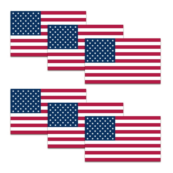 American Flag Stickers - 3 x 5 inches - USA US Flag Stickers Decals for Car Truck Window Motorcycle Hard Hat Helmet Laptop Mailbox - Classic United States Flag Stickers Bumper Sticker (6 Pack)