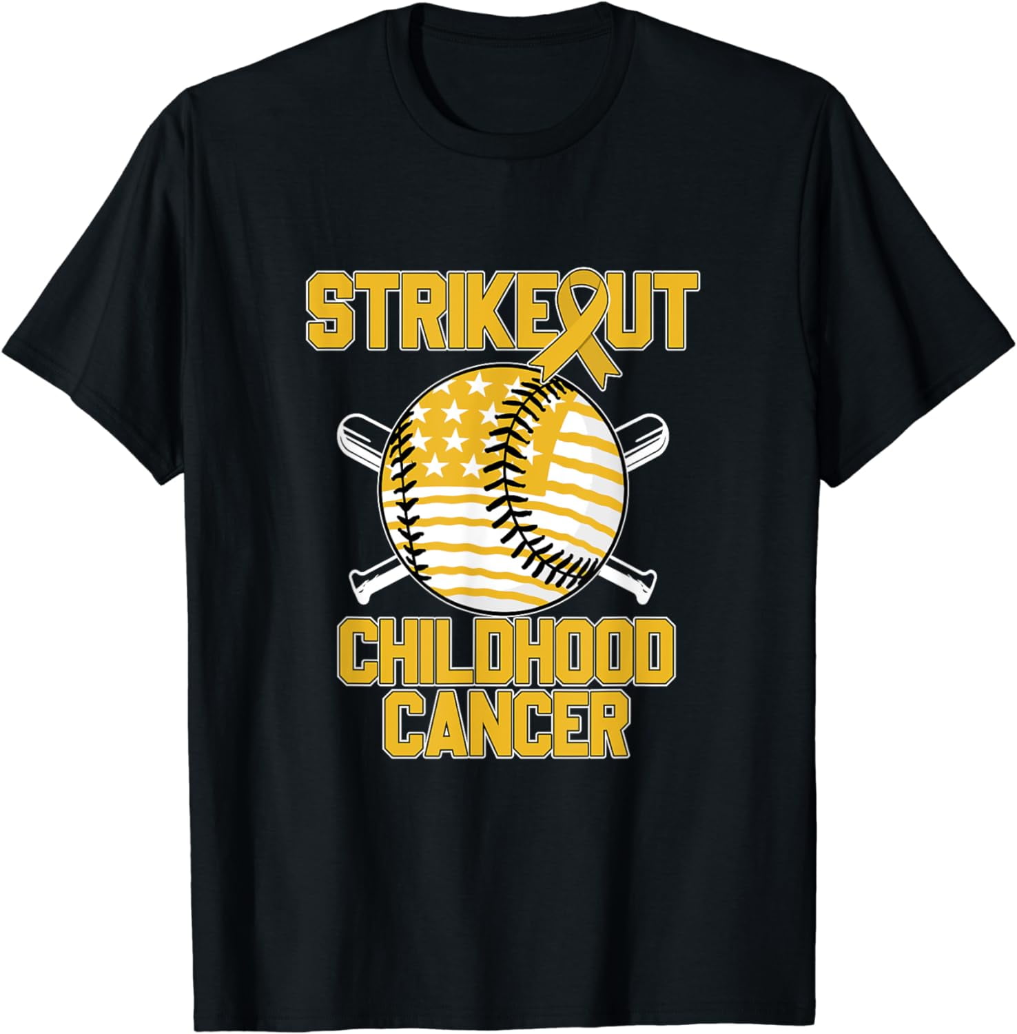American Flag Strikeout Childhood Cancer Baseball T-Shirt - Walmart.com