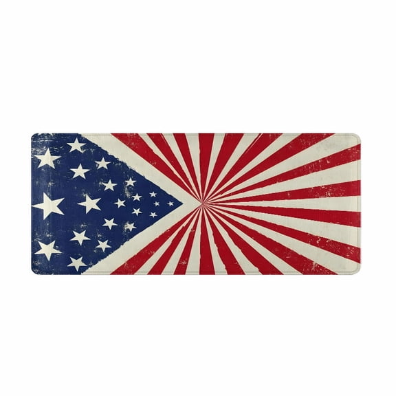 American Flag Style Mouse Pad 31.5 x 11.82 Inches with Starburst Design, Rubber Material for Office and Gaming Desk