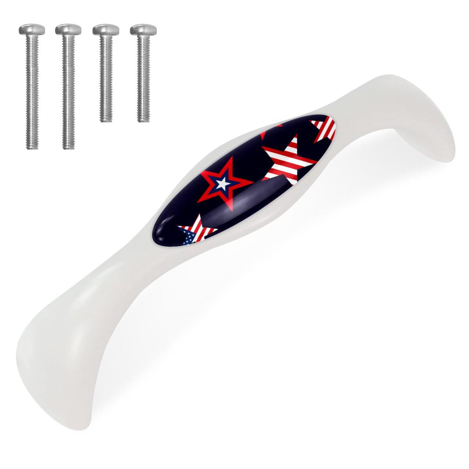 American Flag Style Stars Knob 4 Pack Arched Drawer Pulls Crystal Glass