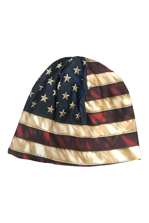 American Flag Sublimated Ribbed Knit Beanie Hat Cap Lid
