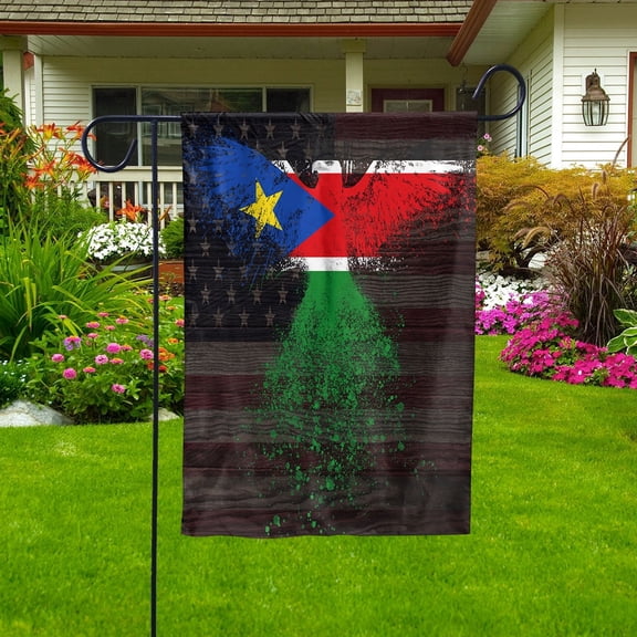 American Flag- Sudanese Flag South Sudan US Friendship Forever July 4 Decoration Garden Flag, Double-Sided Decorative Outdoor Flag, Patriotic Polyester Yard Flag 12 x 18 in