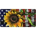 thumbnail image 1 of American Flag Sunflower Decorative Car Front,Metal Car Plate,License Plate,Vanity Tag,Aluminum Novelty License Plate for Men/Women/Boy/Girls Car 6×12 Inch, 1 of 8