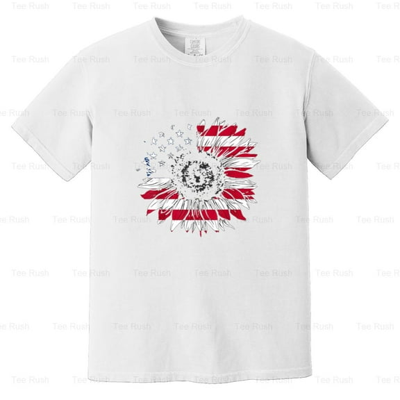 American Flag Sunflower Funny 4th July Independence Patriot Holiday, Comfort Color T-Shirt Unisex, up to 4XL