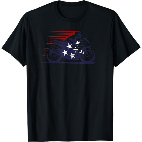 American Flag Super Bike Moto GP independence day T-Shirt