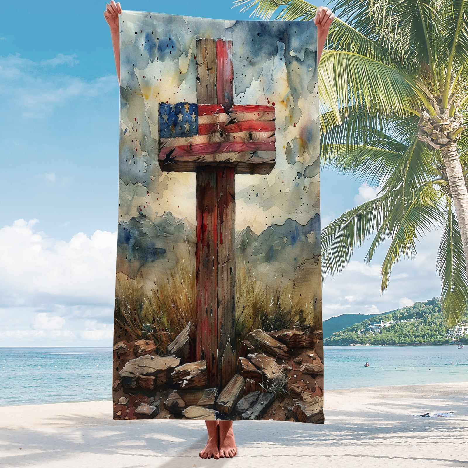 American Flag Superfine Fiber Beach Towel 4th of july Sandproof Beach