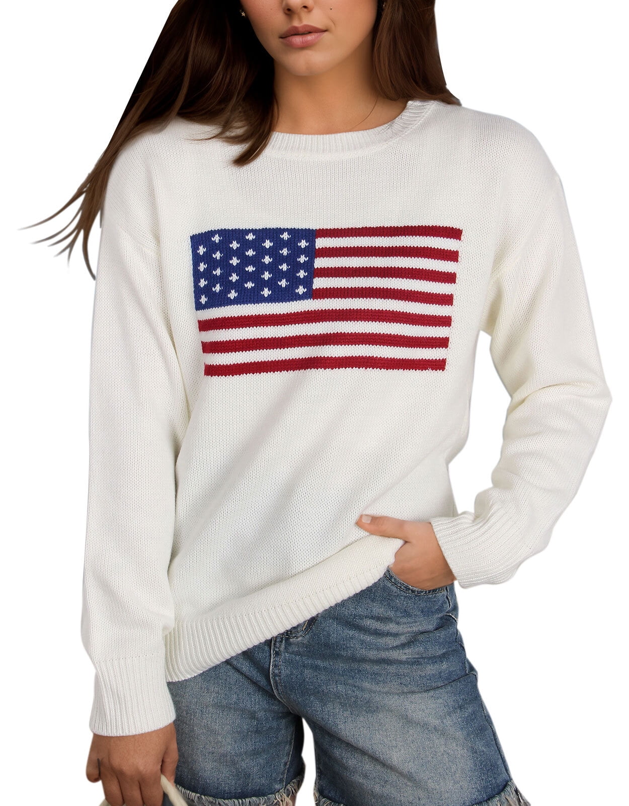 American Flag Sweaters for Women 4th of July Independence Day Patriotic ...