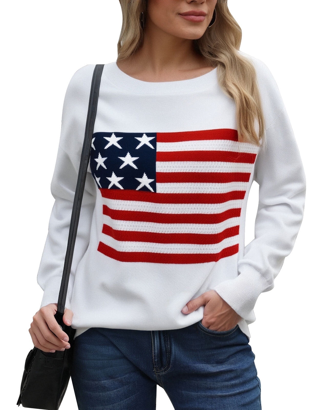American Flag Sweaters for Women Veterans Day Independence Day ...