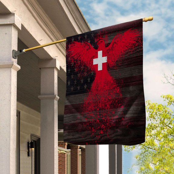 American Flag- Swiss Flag Switzerland US Friendship Forever July 4 Decoration House Flag (29.5x39.5) Double Sided-USA Flags Premium Polyester-Decorative Indoor Outdoor Flag