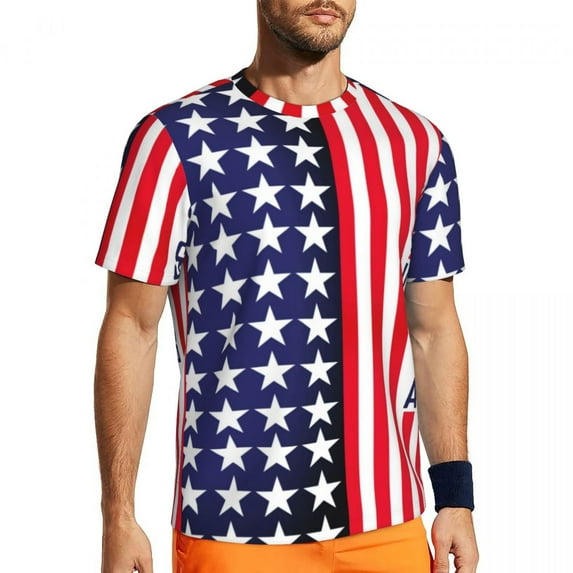 American Flag T-Shirt Couple The Stars Stripes Print Streetwear Gym T Shirts Comfortable S