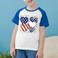 thumbnail image 1 of American Flag T-Shirt For Boys Girls Independence Day Patriotic Graphic Tees Kids Casual Raglan Short Sleeve Round Neck Top Blue 13-14 Years, 1 of 7