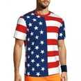 thumbnail image 1 of American Flag T-Shirt Men Patriotic White Stars Print Streetwear T Shirts Breathable Summ, 1 of 5