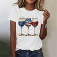 thumbnail image 1 of American Flag T Shirt Women USA Star Stripes Fourth July Shirts America Flag 250th Birthday Crew Neck Tee Tops, 1 of 6