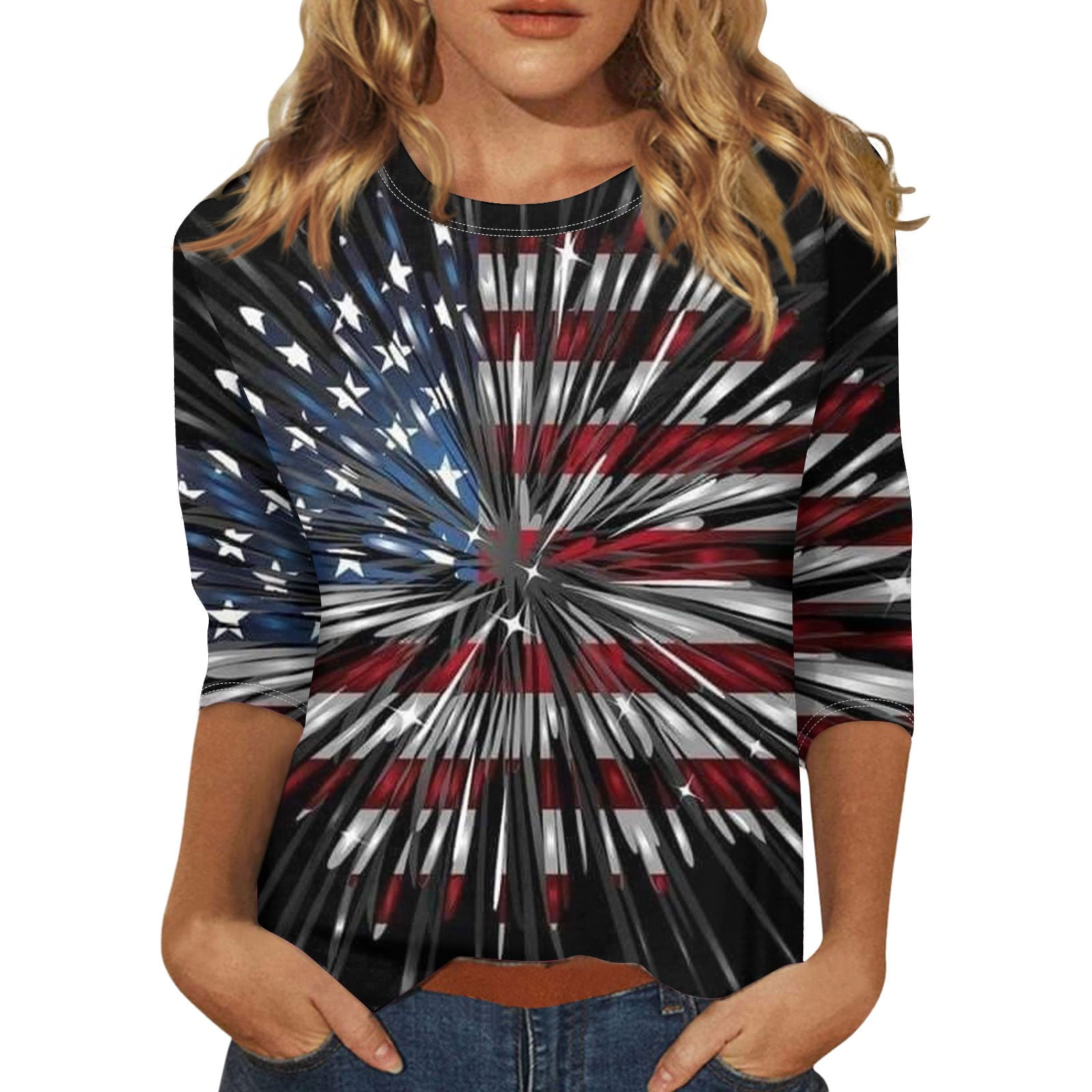 American Flag T Shirts for Women Summer 4th of July Shirts Cute Graphic ...