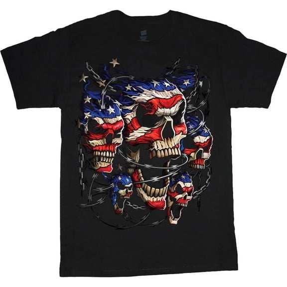American Flag T-shirt Mens Graphic Tees Patriotic Skull Shirts Clothing Apparel