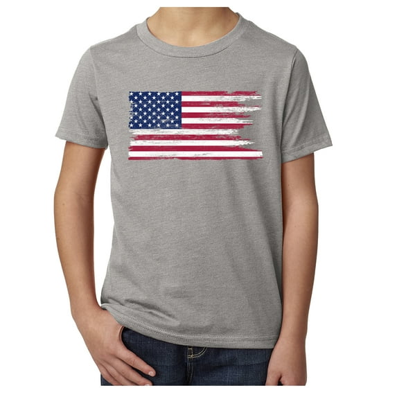 American Flag T-shirt, Patriotic Shirts, Graphic T-shirts for Kids - Heather Grey MH200YPATRIOT S3 L