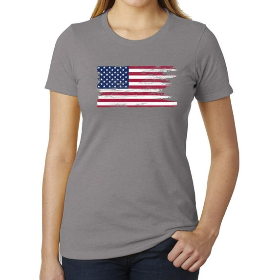 American Flag T-shirt, Patroitic Shirts, Graphic T-shirts for Women - Heather Grey MH200WPATRIOT S3 L
