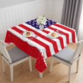 thumbnail image 1 of American Flag Table Cloth Waterproof Tablecloths, Retro Rustic Stars And Stripes US Flag Tablecloth Dining Table Cover for Kitchen Party Tabletop Outdoor, Square Tablecloth 60x60 Inch, 1 of 9